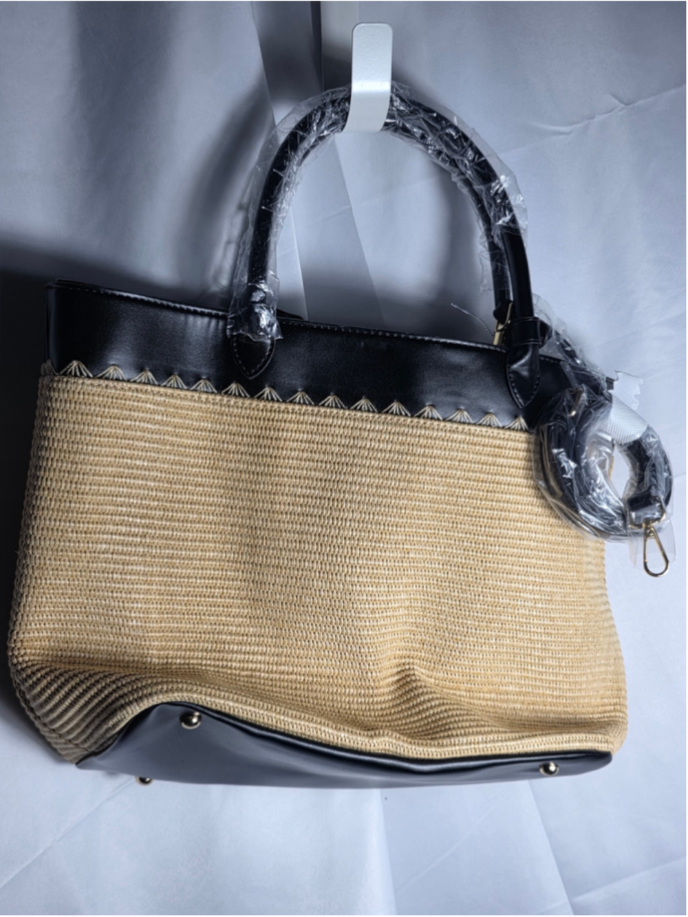 Women's Loulou Tote Bag One Size Beige and Black designer beach gift trendy fall - Picture 5 of 6